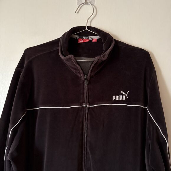 Vtg Puma Velour Full Zip Track Jacket Brown | Mens XL - Picture 1 of 16